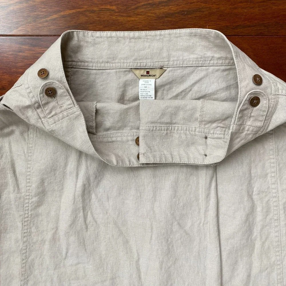 Woolrich Linen Cotton Blend Kayla Skirt Wrap Style Dark Stone Size 12 Preppy - Picture 5 of 11